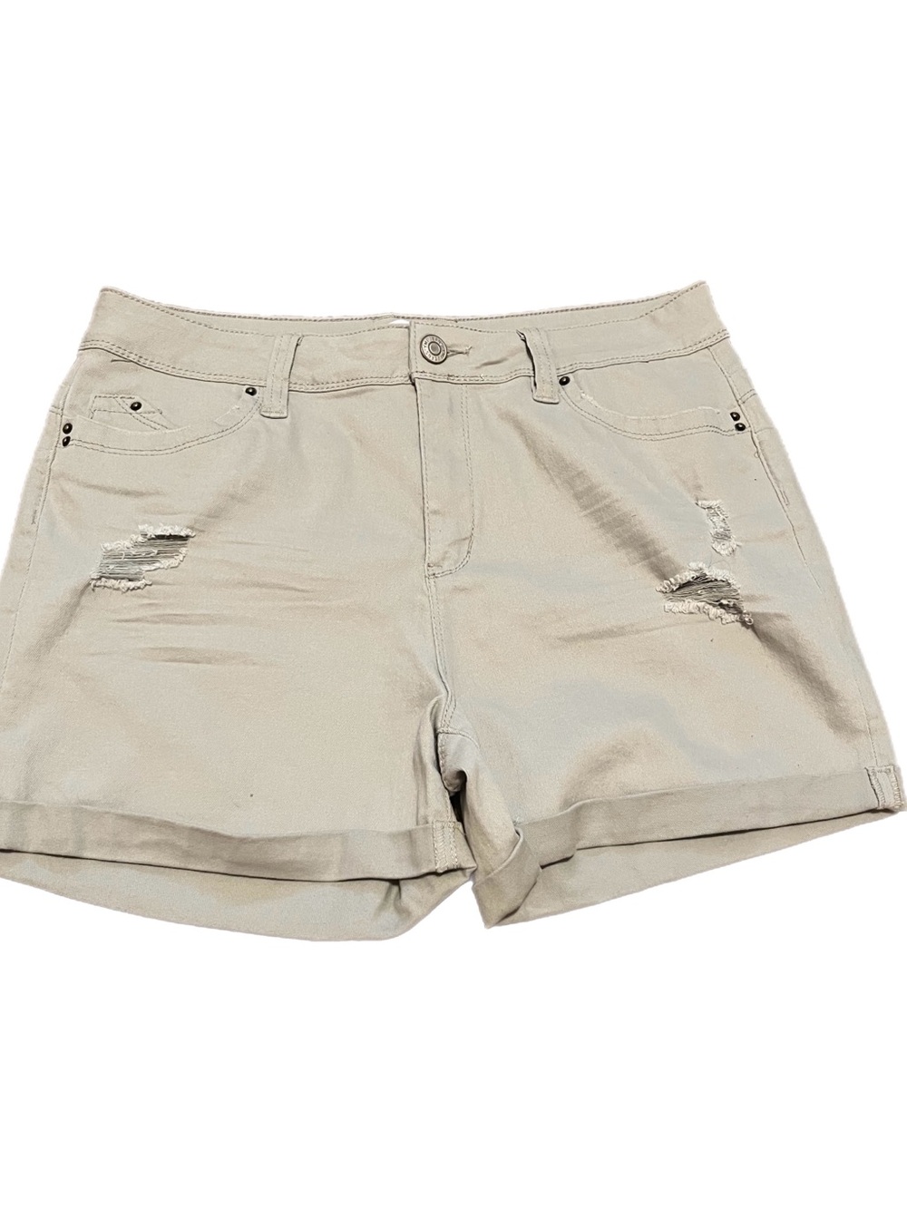YMI Women's Light Green Distressed Jean Shorts